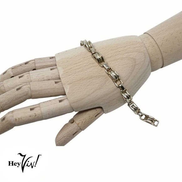 Vintage Coro 3D Curved Arch Chain Linked Gold Metal Bracelet 7.5" Long -Hey Viv - Picture 6 of 7